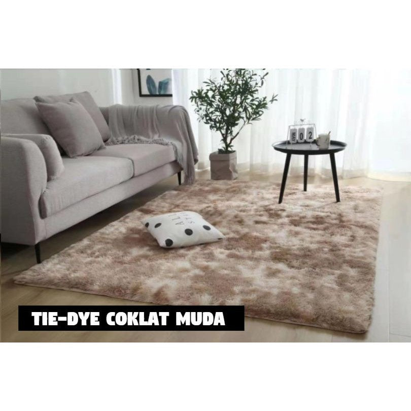 160x200/ 200x200 Karpet bulu Ombre lembut tebal bulu 4cm karpet lantai
