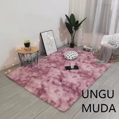 160x200/ 200x200 Karpet bulu Ombre lembut tebal bulu 4cm karpet lantai
