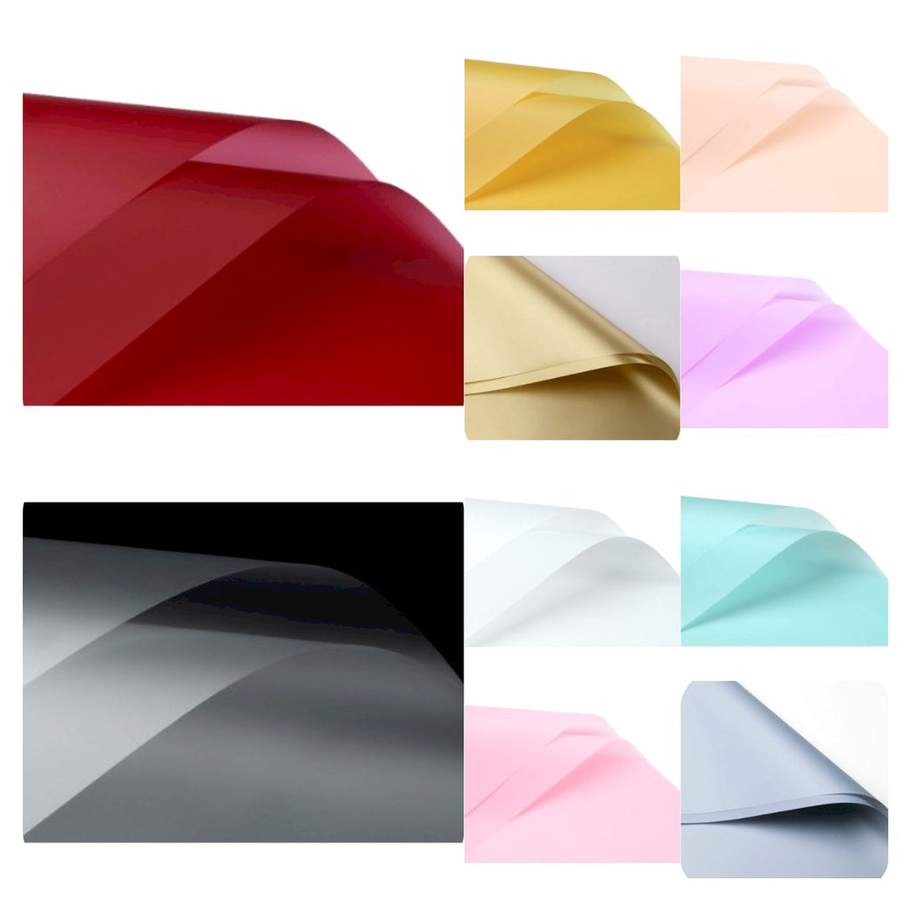 (5 LEMBAR) - FL2 SOLID Kertas Bunga Buket Warna Polos/Kertas Buket Bunga Florist Cellophane