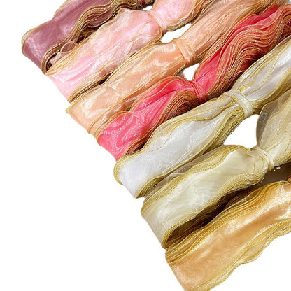 PTA6 LISEMAS Pita Hazy Lis Warna Emas Korea / Pita Colorful / Pita Kado Bunga Cantik Glossy Warna Warni No Cangkang