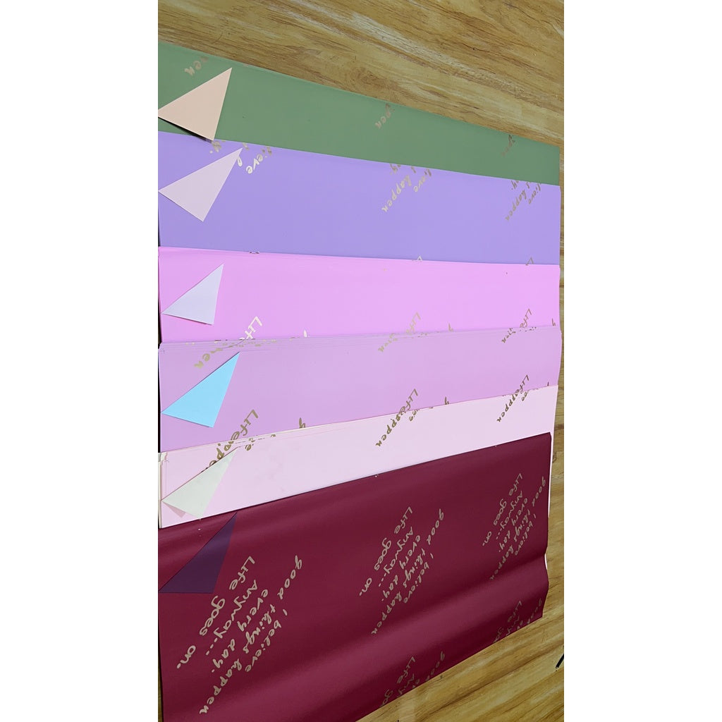 (5 LEMBAR) - FL15 BELIEVE Kertas Bunga Paper Buket Motif Tulisan Text Florist Cellophane