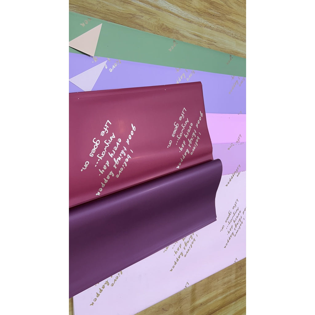 (5 LEMBAR) - FL15 BELIEVE Kertas Bunga Paper Buket Motif Tulisan Text Florist Cellophane