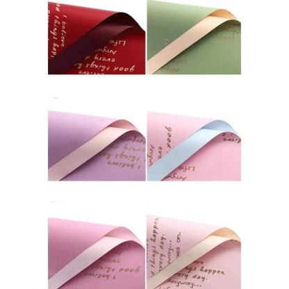 (5 LEMBAR) - FL15 BELIEVE Kertas Bunga Paper Buket Motif Tulisan Text Florist Cellophane