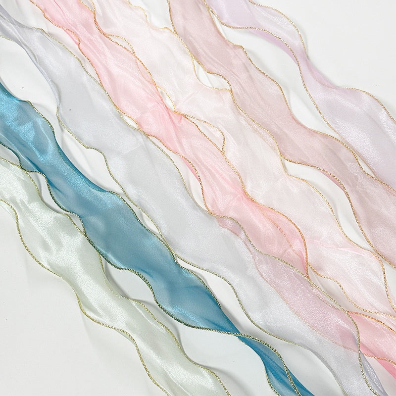 PTA6 LISEMAS Pita Hazy Lis Warna Emas Korea / Pita Colorful / Pita Kado Bunga Cantik Glossy Warna Warni No Cangkang
