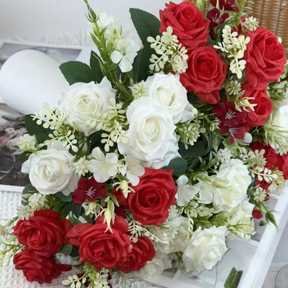 Bouquet bunga BKT 1016 FEN 7Cbg Bunga Mawar Artifisial Dekorasi Hiasan Seserahan Buket Palsu
