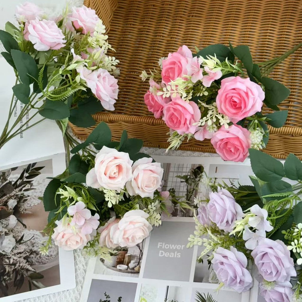 Bouquet bunga BKT 1016 FEN 7Cbg Bunga Mawar Artifisial Dekorasi Hiasan Seserahan Buket Palsu