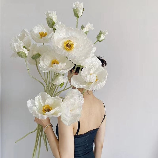 C22 BIGPOPP BUNGA POPPY 105CM ARTIFICIAL BUAH DEKORASI HIAS RUANGAN RUMAH KANTOR STUDIO