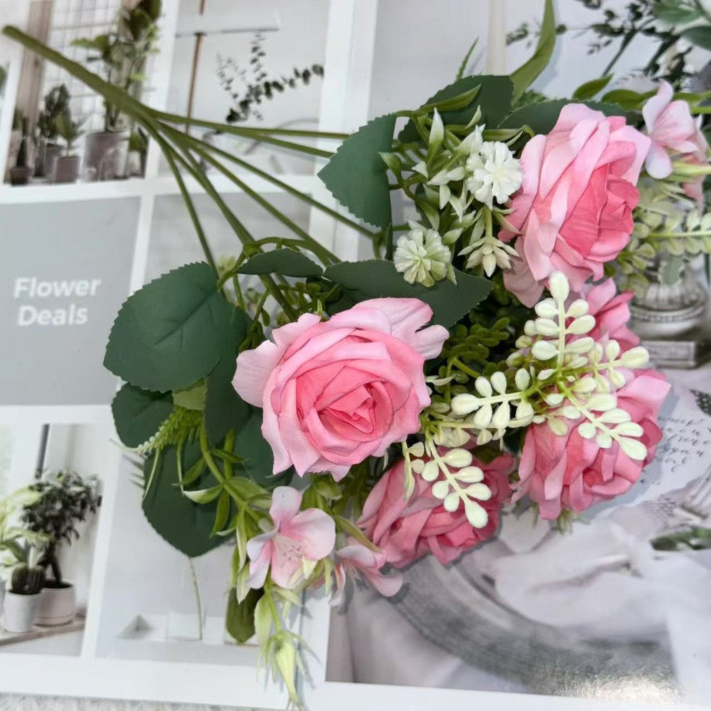 Bouquet bunga BKT 1016 FEN 7Cbg Bunga Mawar Artifisial Dekorasi Hiasan Seserahan Buket Palsu