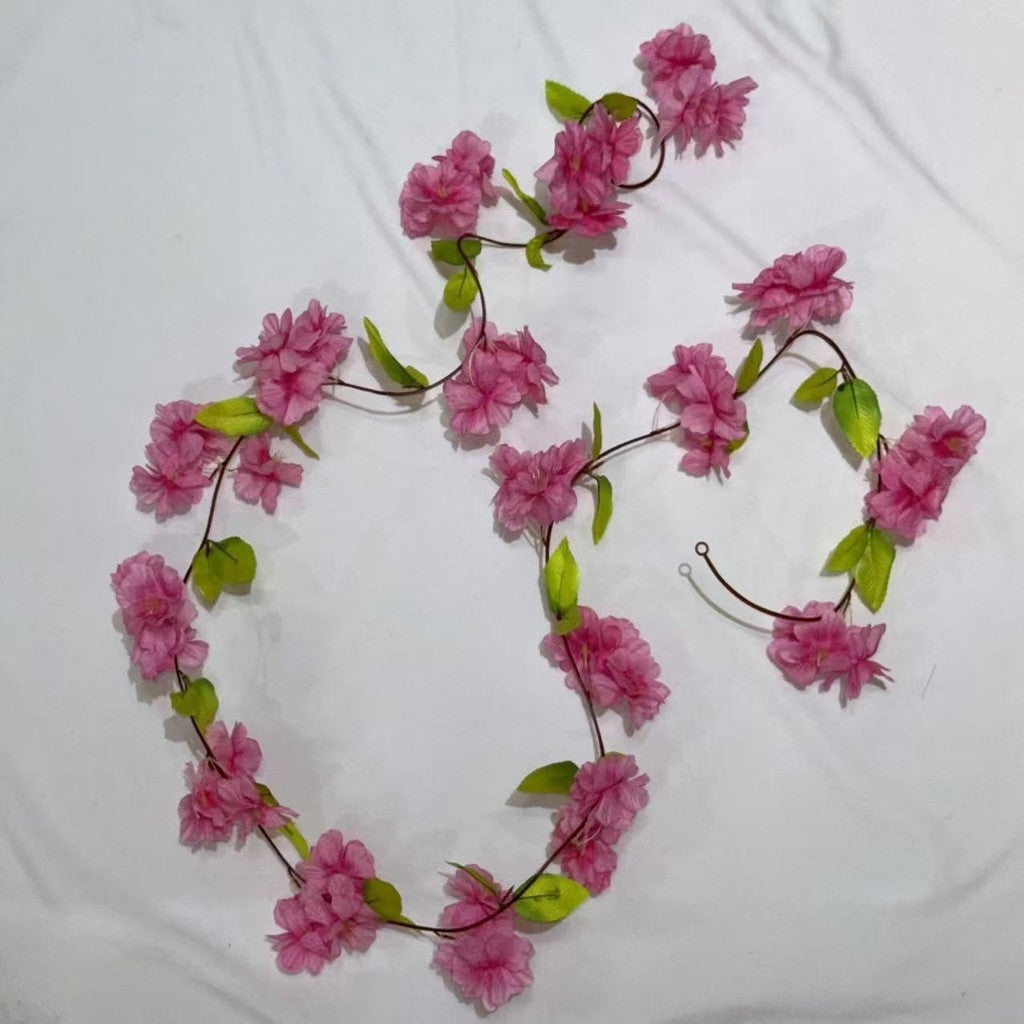 RBC05 17HD / 16Daun Sakura Cherry Blossom 2.1M Bunga Hias Rambat Plastik Dekorasi Dinding Rumah Acara Pernikahan Artificial