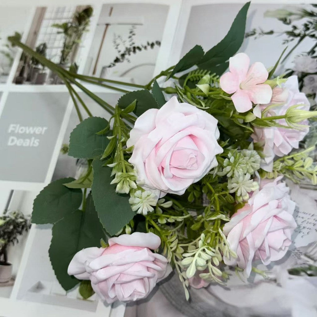 Bouquet bunga BKT 1016 FEN 7Cbg Bunga Mawar Artifisial Dekorasi Hiasan Seserahan Buket Palsu