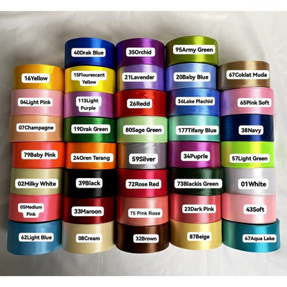 PTA8 SATIN Pita Satin Roll Motif  Setangan Satin dan Transparan Modern Pita Kado 4cm/Pita Dekorasi Buket