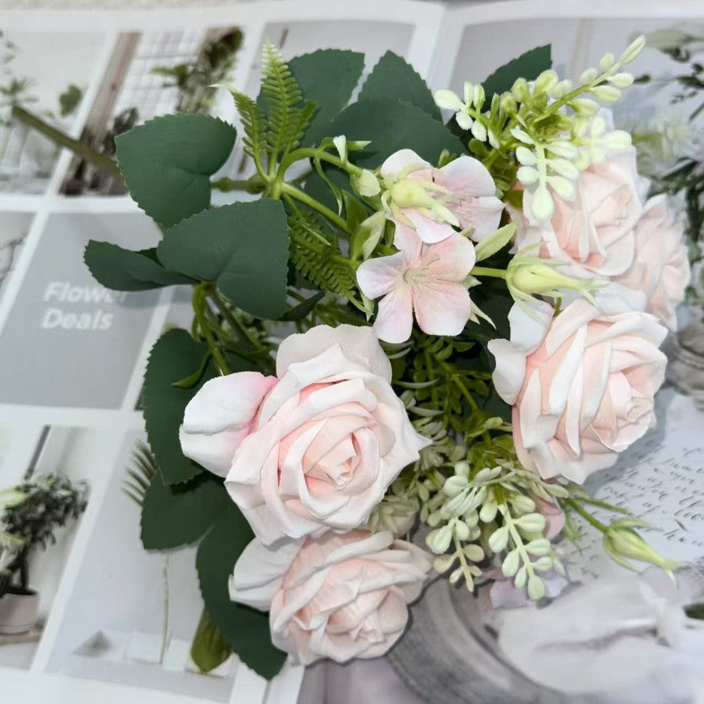 Bouquet bunga BKT 1016 FEN 7Cbg Bunga Mawar Artifisial Dekorasi Hiasan Seserahan Buket Palsu