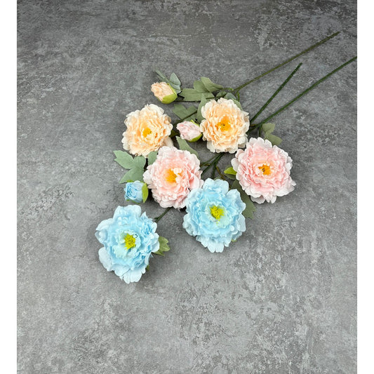 C63 OLIVIA (x3) Bunga Peony Kain Sutra 65CM ARTIFICIAL BUNGA DEKORASI HIAS RUANGAN RUMAH KANTOR STUDIO