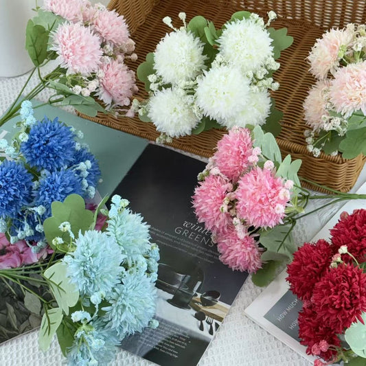 Bouquet bunga BKT 1028 TOU (x5) 5Cbg Bunga POMPOM Artifisial Dekorasi Hiasan Seserahan Buket Palsu