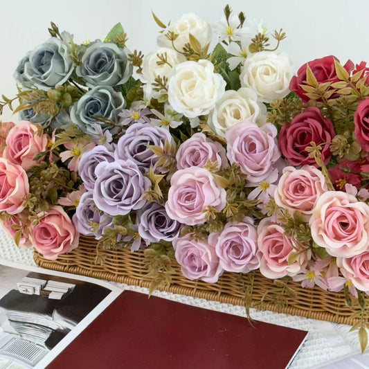 Bouquet bunga BKT 1031 WAWA (x6) 7Cbg Bunga Mawar Artifisial Dekorasi Hiasan Seserahan Buket Palsu