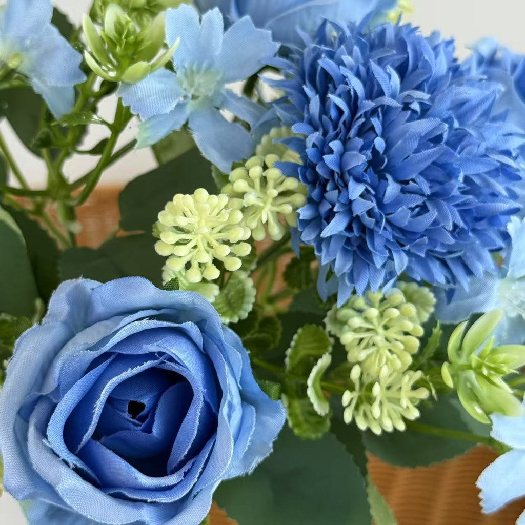 Bouquet bunga BKT 1025 FEIFEI 6Cbg Bunga MIX ROSE DAN HYDRA Artifisial Dekorasi Hiasan Seserahan