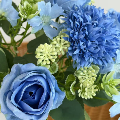Bouquet bunga BKT 1025 FEIFEI 6Cbg Bunga MIX ROSE DAN HYDRA Artifisial Dekorasi Hiasan Seserahan
