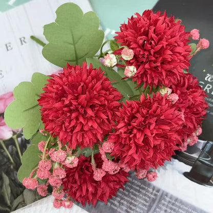 Bouquet bunga BKT 1028 TOU (x5) 5Cbg Bunga POMPOM Artifisial Dekorasi Hiasan Seserahan Buket Palsu