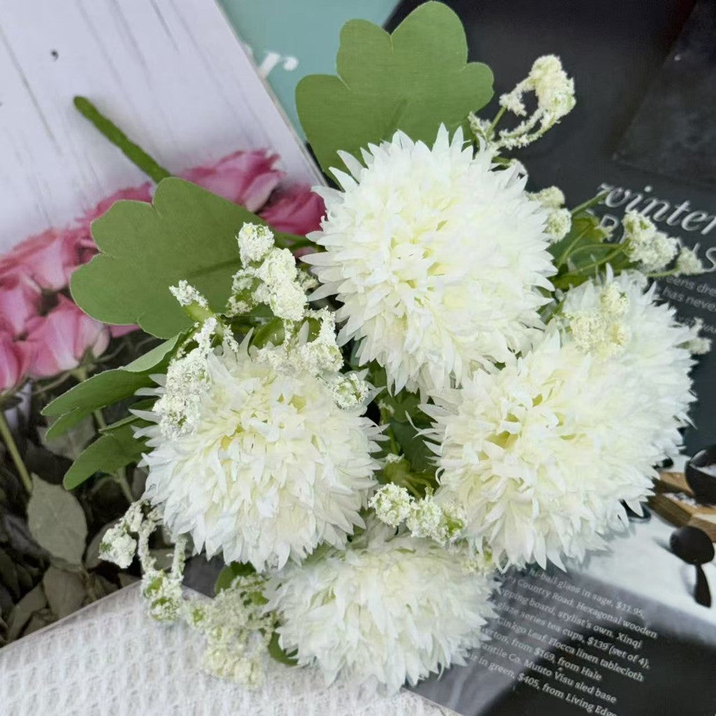 Bouquet bunga BKT 1028 TOU (x5) 5Cbg Bunga POMPOM Artifisial Dekorasi Hiasan Seserahan Buket Palsu