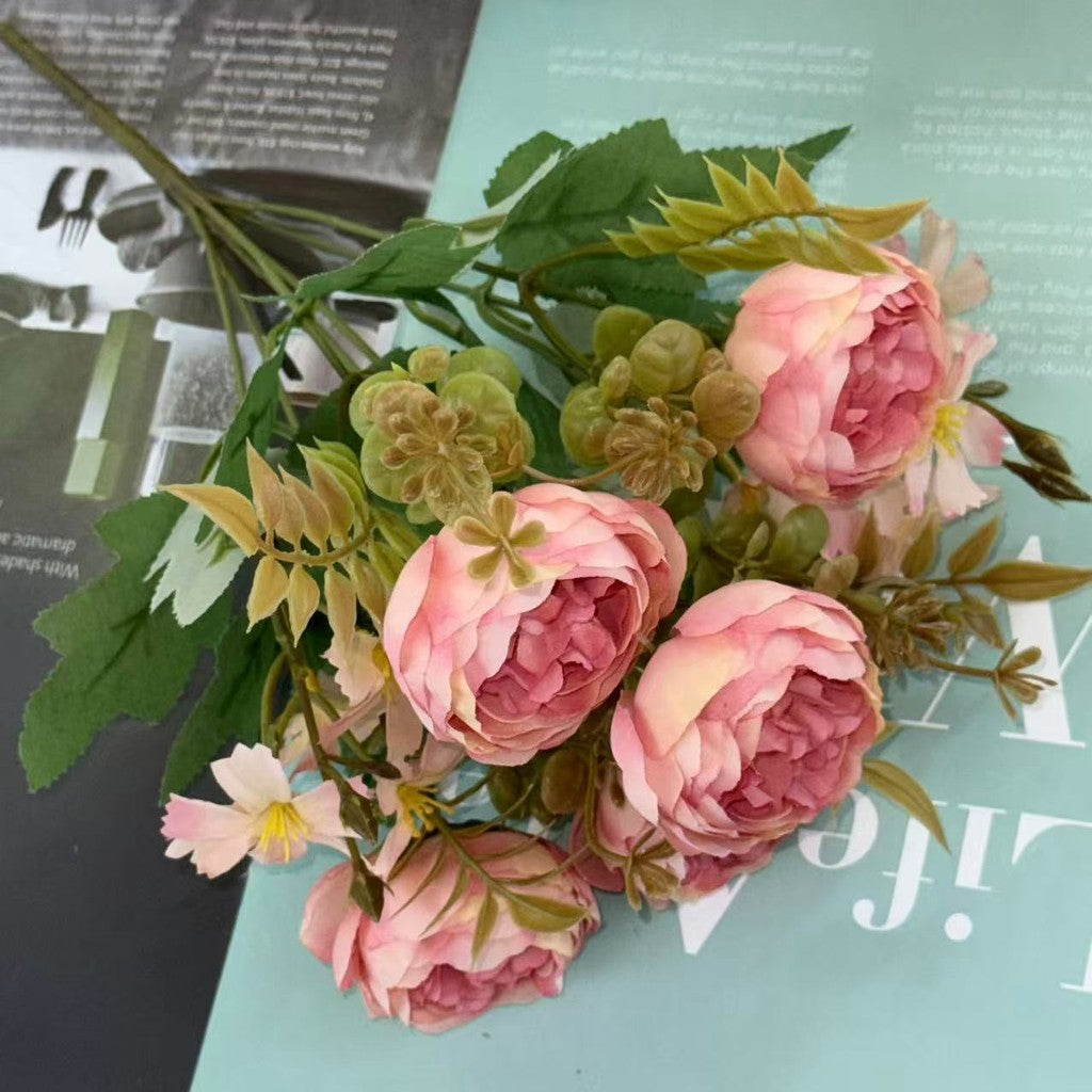 Bouquet bunga BKT 1030 PEGUGU (x5) 7Cbg Bunga Peony Artifisial Dekorasi Hiasan Seserahan Buket Palsu