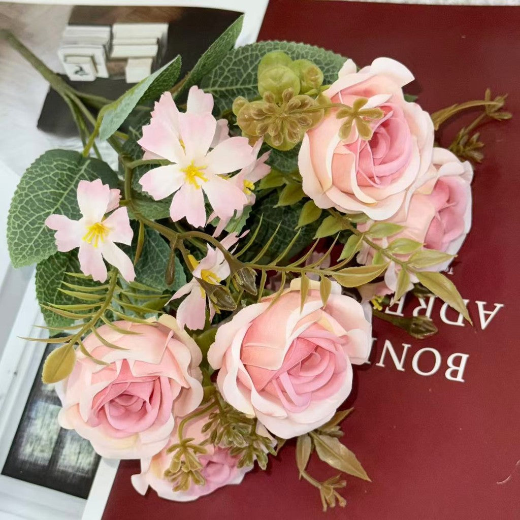 Bouquet bunga BKT 1031 WAWA (x6) 7Cbg Bunga Mawar Artifisial Dekorasi Hiasan Seserahan Buket Palsu