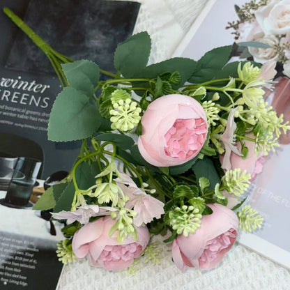Bouquet bunga BKT 1027 XIYA 7Cbg Bunga ROSE Artifisial Dekorasi Hiasan Seserahan Buket Palsu