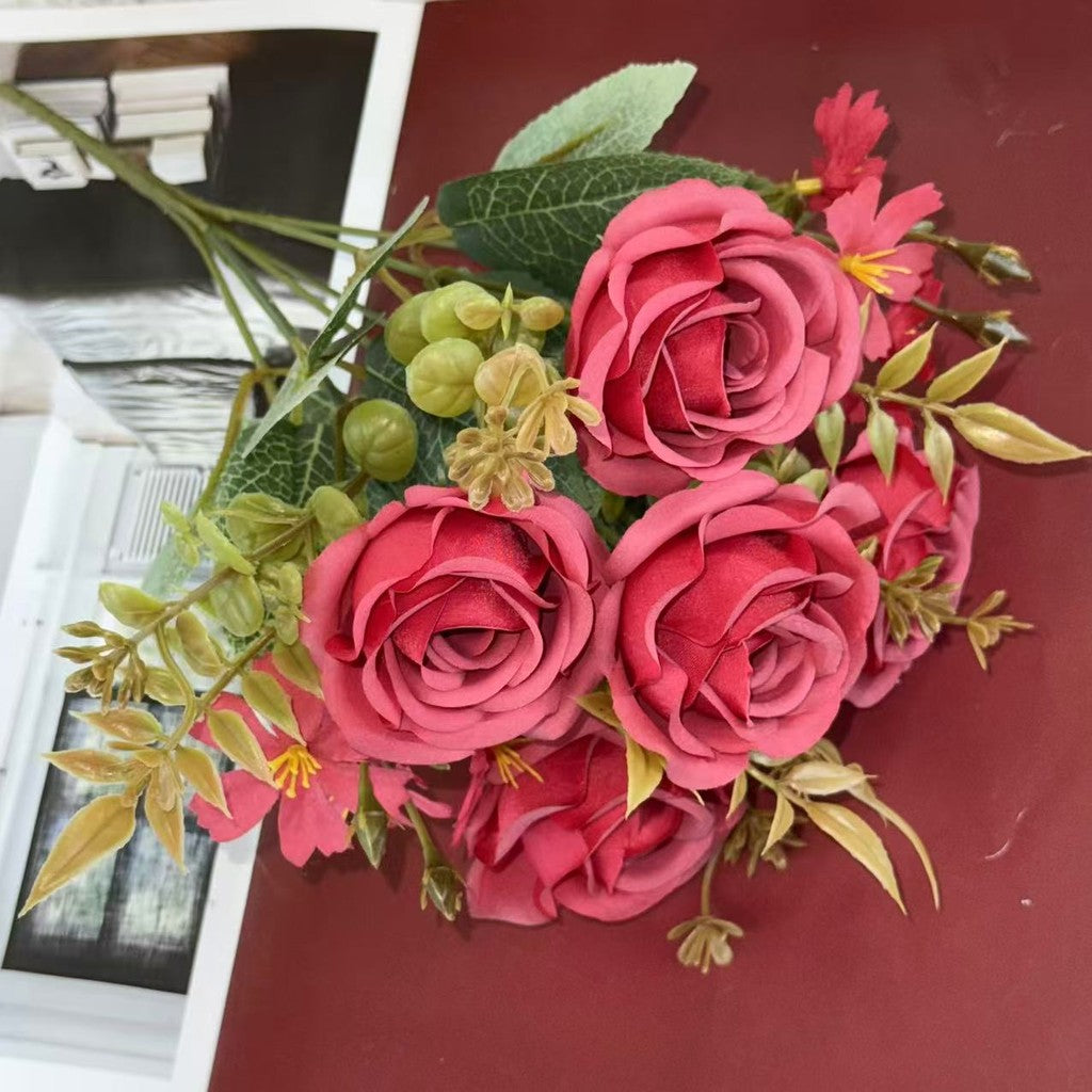 Bouquet bunga BKT 1031 WAWA (x6) 7Cbg Bunga Mawar Artifisial Dekorasi Hiasan Seserahan Buket Palsu