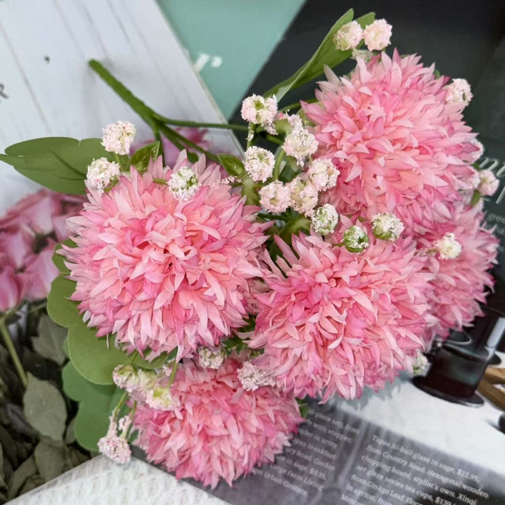 Bouquet bunga BKT 1028 TOU (x5) 5Cbg Bunga POMPOM Artifisial Dekorasi Hiasan Seserahan Buket Palsu