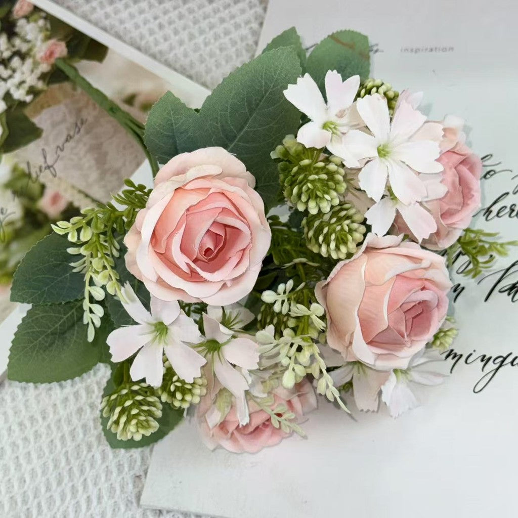 Bouquet bunga BKT 1019 MILO 7Cbg Bunga Mawar Artifisial Dekorasi Hiasan Seserahan Buket Palsu