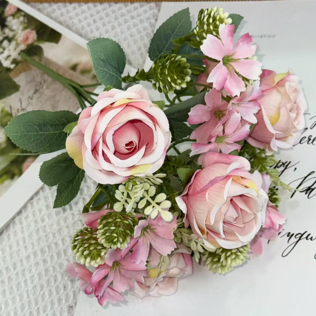 Bouquet bunga BKT 1019 MILO 7Cbg Bunga Mawar Artifisial Dekorasi Hiasan Seserahan Buket Palsu