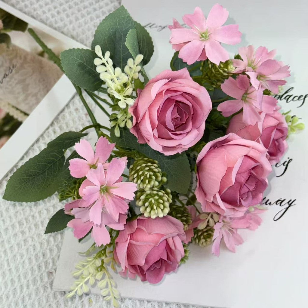 Bouquet bunga BKT 1019 MILO 7Cbg Bunga Mawar Artifisial Dekorasi Hiasan Seserahan Buket Palsu