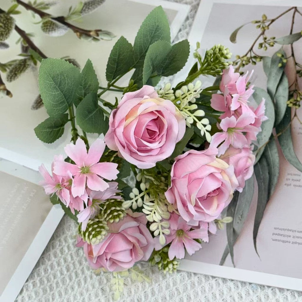 Bouquet bunga BKT 1019 MILO 7Cbg Bunga Mawar Artifisial Dekorasi Hiasan Seserahan Buket Palsu