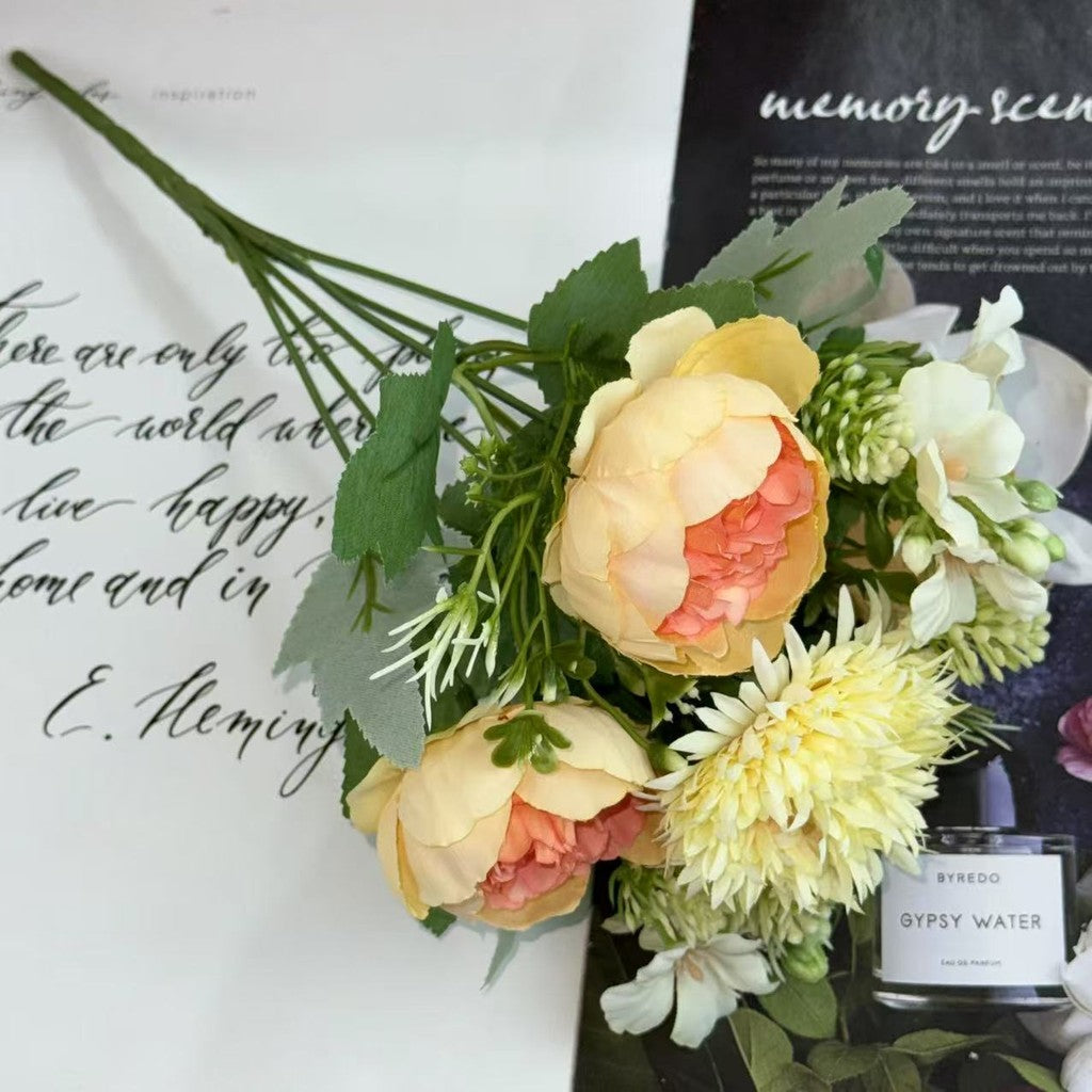 Bouquet bunga BKT 1022 MIXY 6Cbg Bunga MIX PEONY DAN HYDRA Artifisial Dekorasi Hiasan Seserahan Buket Palsu
