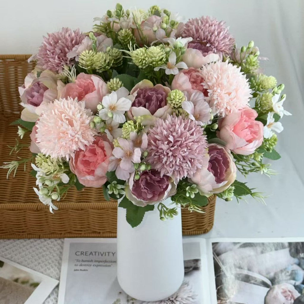 Bouquet bunga BKT 1022 MIXY 6Cbg Bunga MIX PEONY DAN HYDRA Artifisial Dekorasi Hiasan Seserahan Buket Palsu