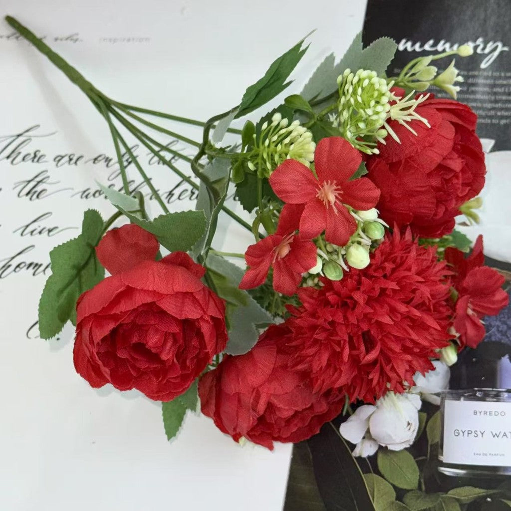 Bouquet bunga BKT 1022 MIXY 6Cbg Bunga MIX PEONY DAN HYDRA Artifisial Dekorasi Hiasan Seserahan Buket Palsu
