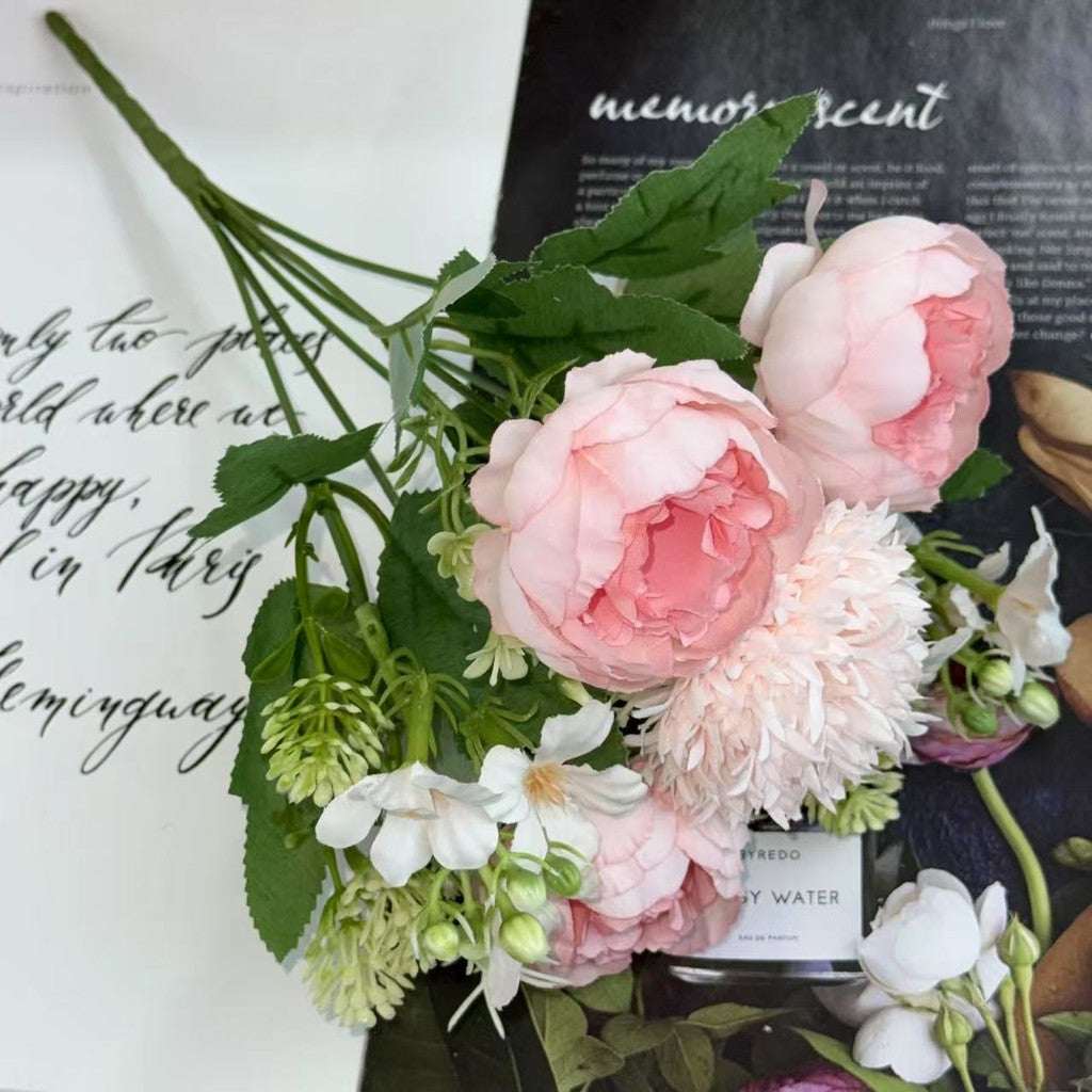 Bouquet bunga BKT 1022 MIXY 6Cbg Bunga MIX PEONY DAN HYDRA Artifisial Dekorasi Hiasan Seserahan Buket Palsu