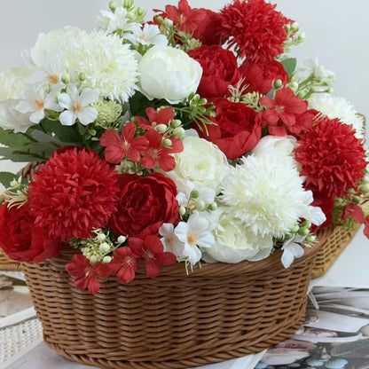 Bouquet bunga BKT 1022 MIXY 6Cbg Bunga MIX PEONY DAN HYDRA Artifisial Dekorasi Hiasan Seserahan Buket Palsu