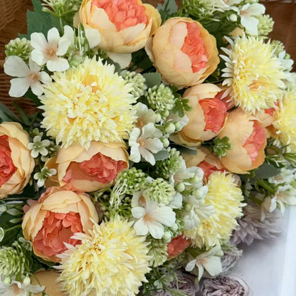 Bouquet bunga BKT 1022 MIXY 6Cbg Bunga MIX PEONY DAN HYDRA Artifisial Dekorasi Hiasan Seserahan Buket Palsu