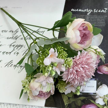 Bouquet bunga BKT 1022 MIXY 6Cbg Bunga MIX PEONY DAN HYDRA Artifisial Dekorasi Hiasan Seserahan Buket Palsu