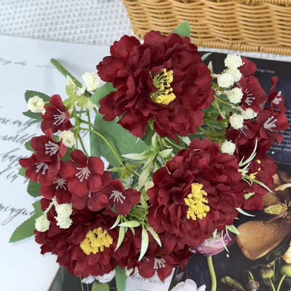 Bouquet bunga BKT 1005 FUFU Bunga Peony + Krisan Artifisial Dekorasi Hiasan Seserahan Buket Palsu