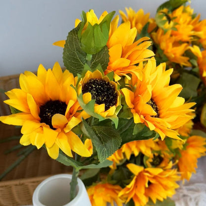 Bouquet bunga SUNFLOWER 6cbg Mix Diameter 9cm Matahari Tangkai Artifisial Dekorasi