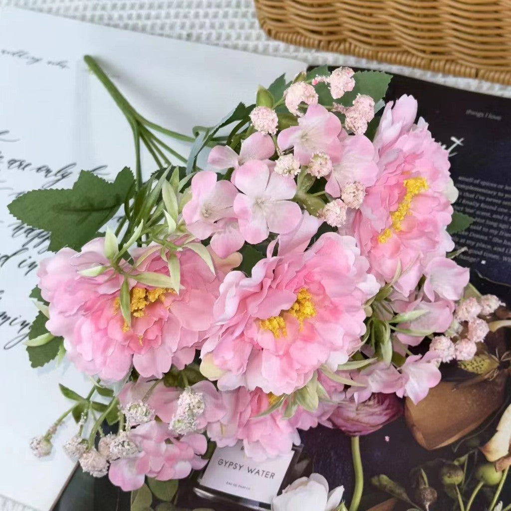 Bouquet bunga BKT 1005 FUFU Bunga Peony + Krisan Artifisial Dekorasi Hiasan Seserahan Buket Palsu