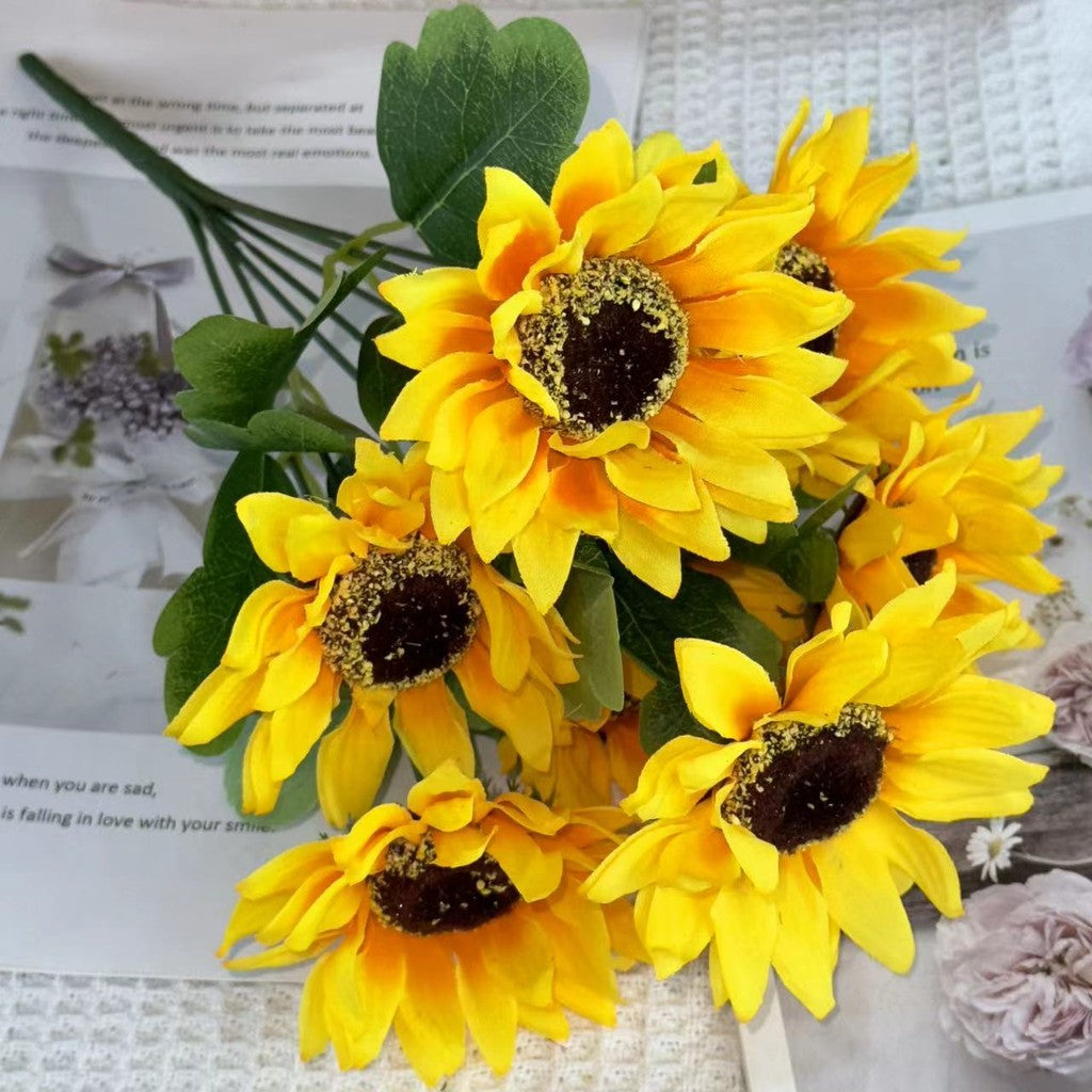 Bouquet bunga SUNFLOWER 7cbg Diameter 9cm Matahari Tangkai Artifisial Dekorasi
