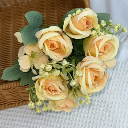 Bouquet bunga BKT 1033 HARU (x7) 7Cbg Bunga Mara Artifisial Dekorasi Hiasan Seserahan Buket Palsu
