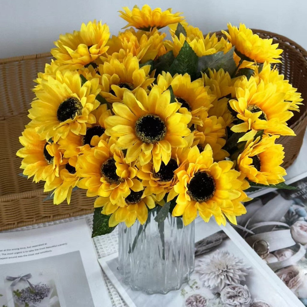 Bouquet bunga SUNFLOWER 7cbg Diameter 9cm Matahari Tangkai Artifisial Dekorasi