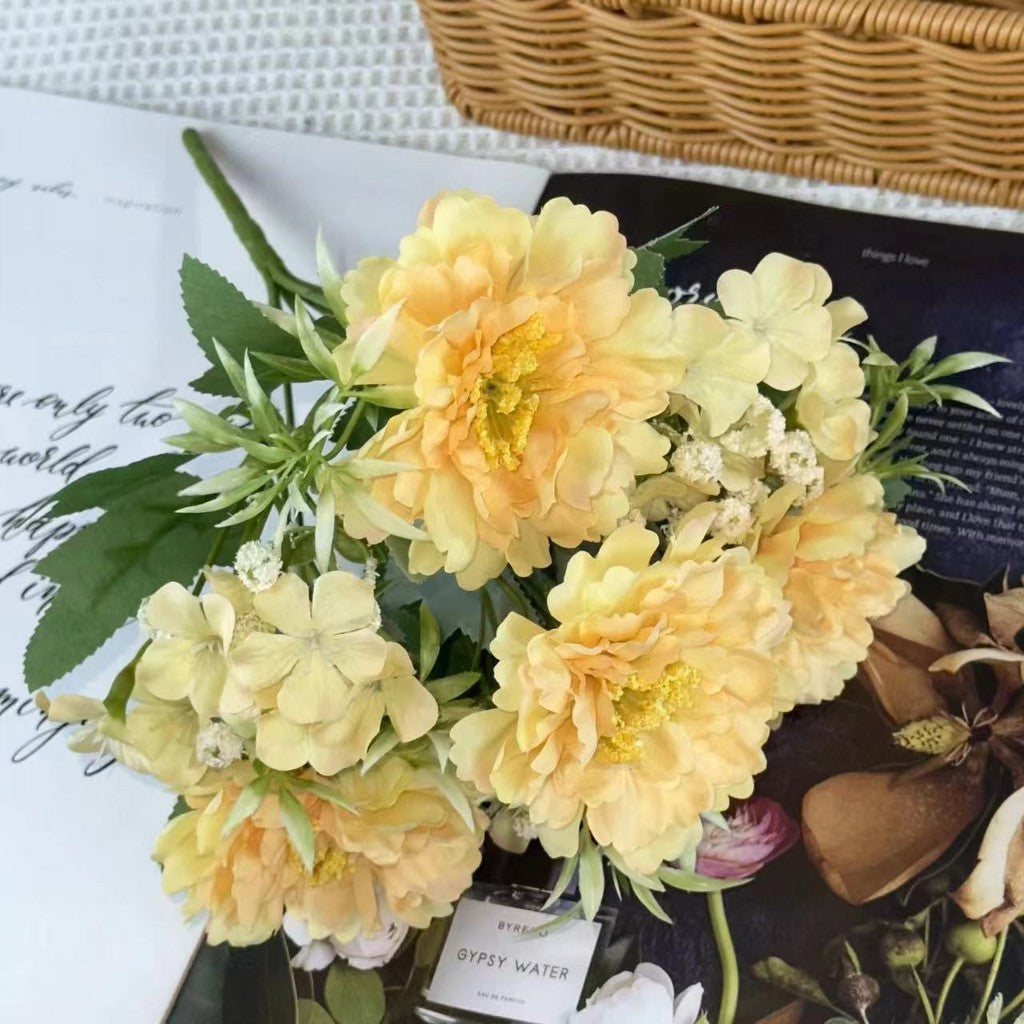 Bouquet bunga BKT 1005 FUFU Bunga Peony + Krisan Artifisial Dekorasi Hiasan Seserahan Buket Palsu