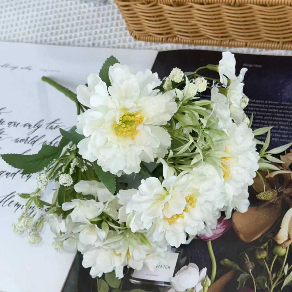 Bouquet bunga BKT 1005 FUFU Bunga Peony + Krisan Artifisial Dekorasi Hiasan Seserahan Buket Palsu