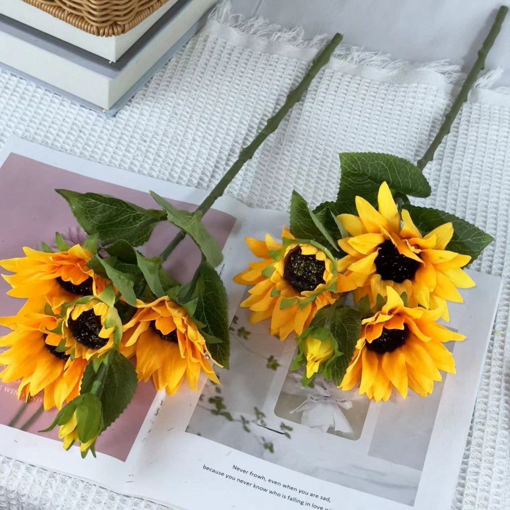 Bouquet bunga SUNFLOWER 6cbg Mix Diameter 9cm Matahari Tangkai Artifisial Dekorasi