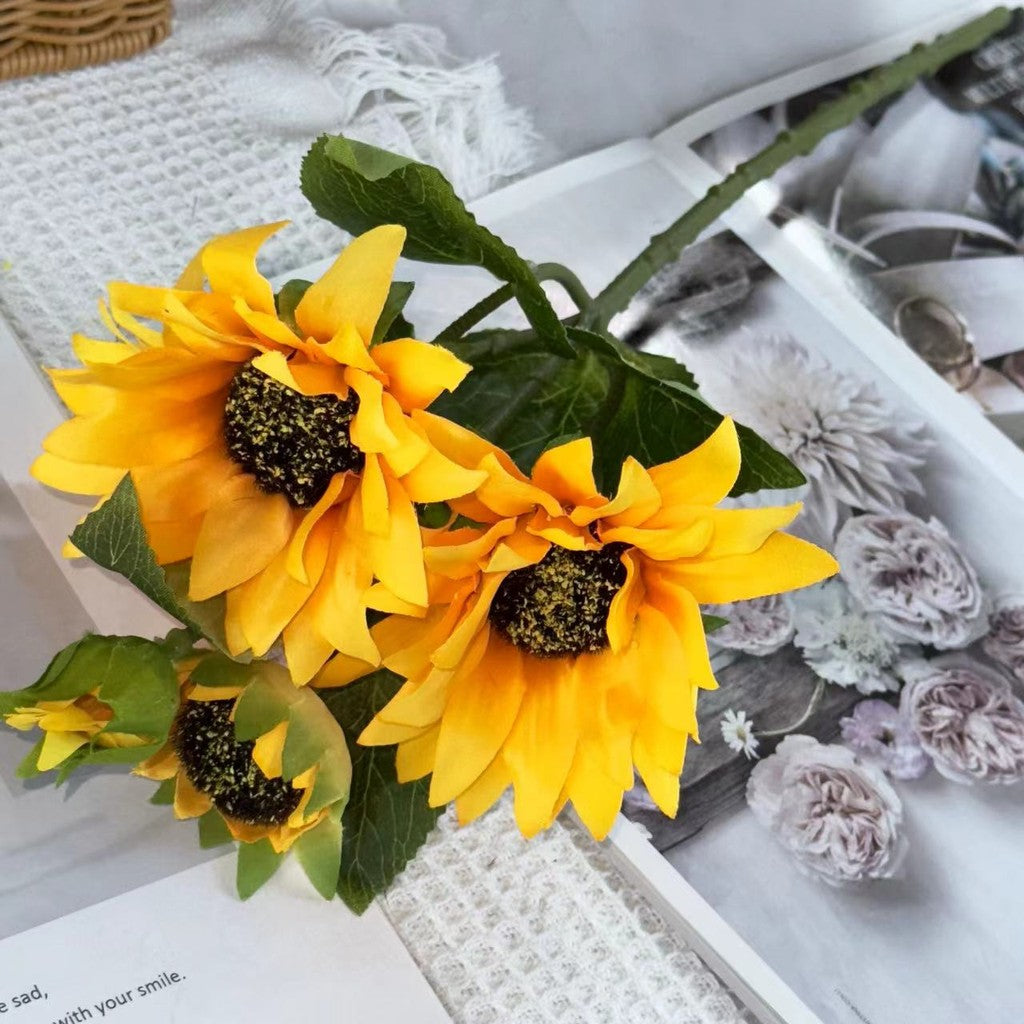 Bouquet bunga SUNFLOWER 6cbg Mix Diameter 9cm Matahari Tangkai Artifisial Dekorasi