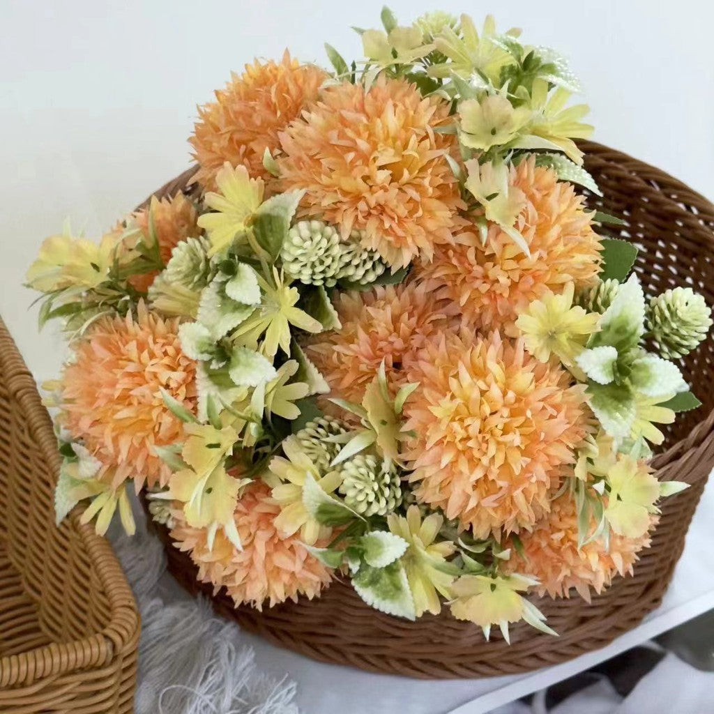 Bouquet bunga BKT 1006 CUI Bunga Pompom Krisan Artifisial Dekorasi Hiasan Seserahan Buket Palsu
